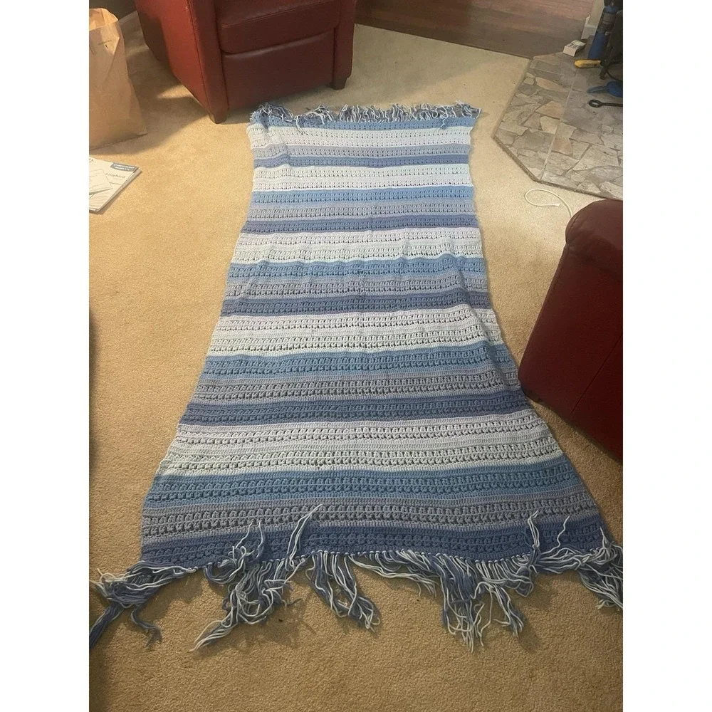 Hand Crocheted Blanket Throw Afgan Multicolor 72